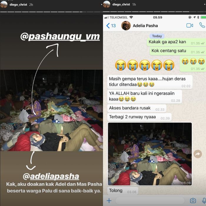 Pasha Ungu dan sang istri, Adelia pasca gempa di Palu
