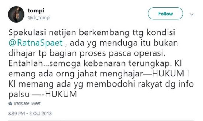 Komentar Tompi mengenai aksi dugaan pengeroyokan terhadap Ratna Sarumpaet