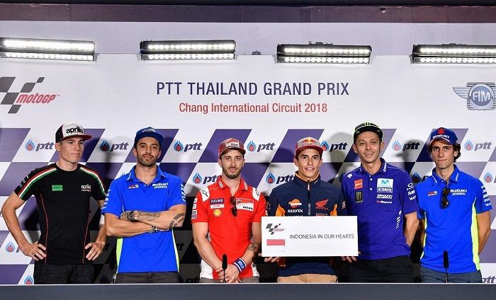 Pembalap MotoGP memberikan dukungannya untuk korban Gempa Palu di Indonesia
