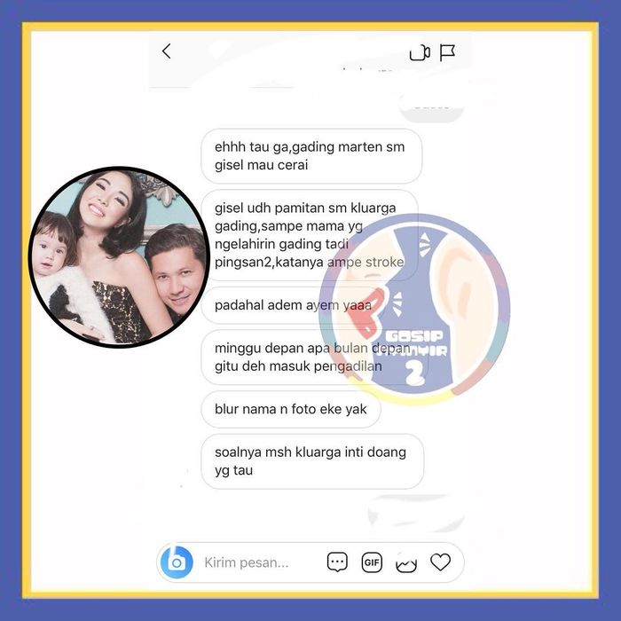 Gisel dan Gading Dikabarkan rumah tangganya retak