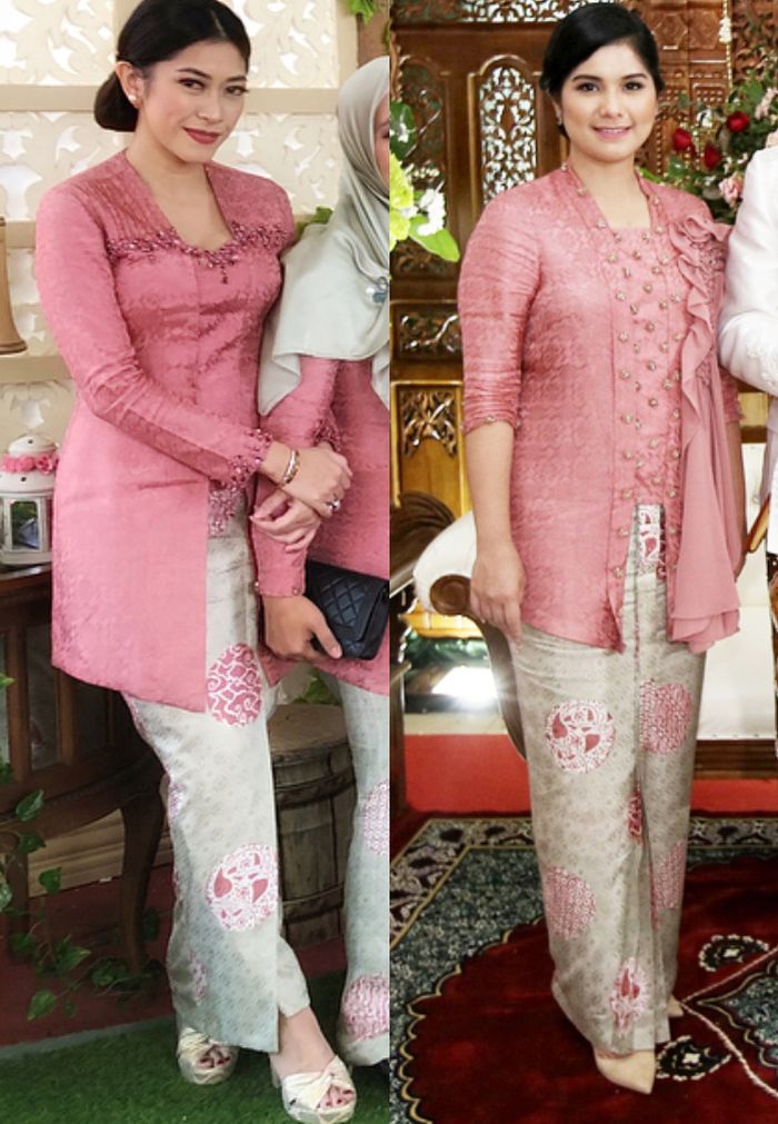 Menantu SBY, Annisa Pohan dan Aliya Rajasa dengan outfit kembar kebaya pink