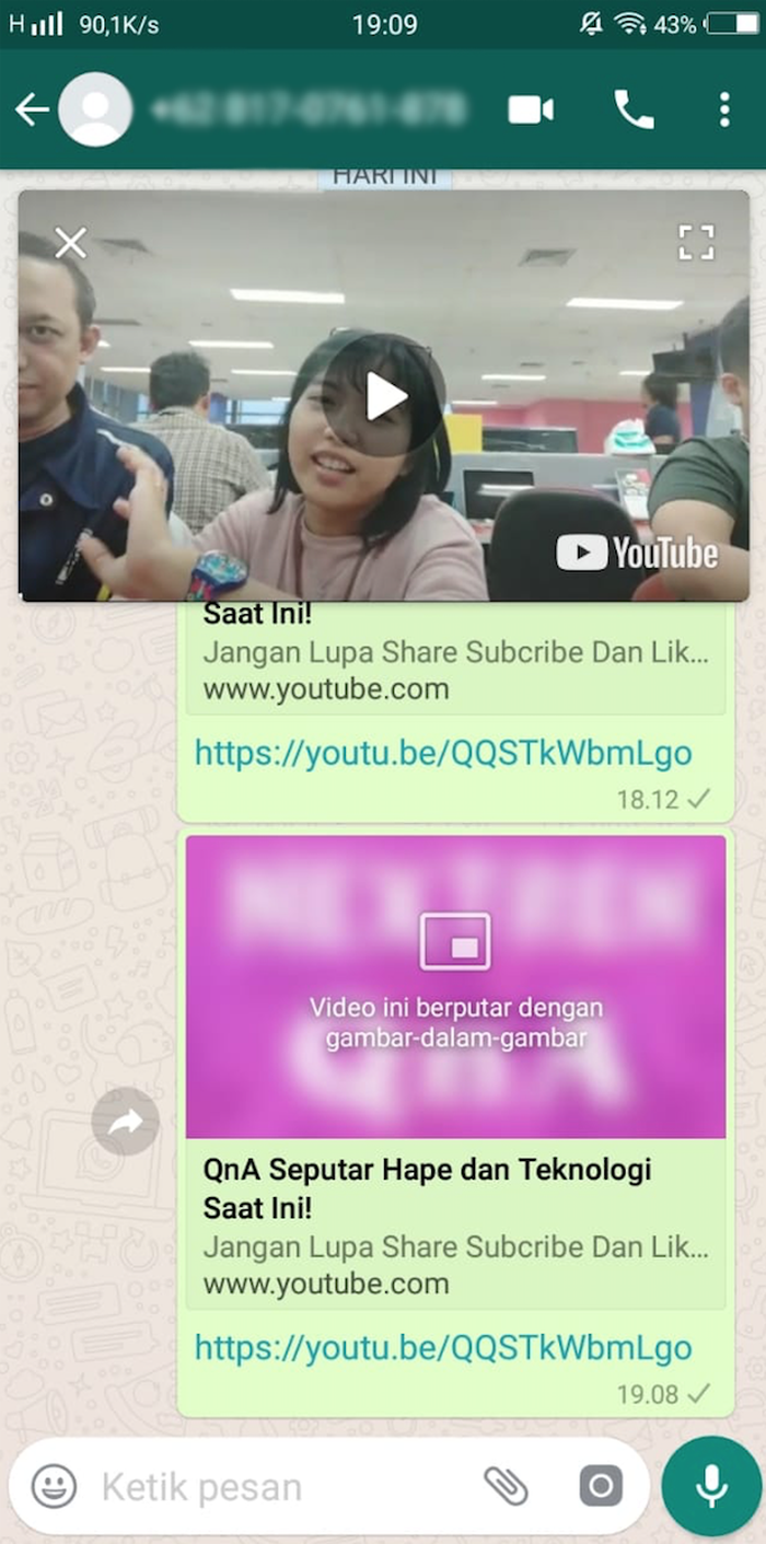 Contoh Fitur WhatsApp Pip