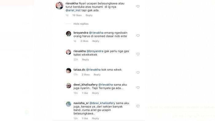 Komentar warganet kepada Ariel Noah