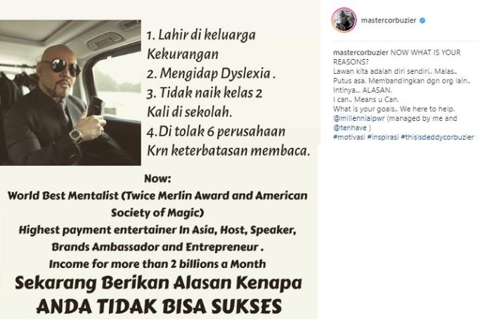 Unggahan Deddy Corbuzier di Instagram