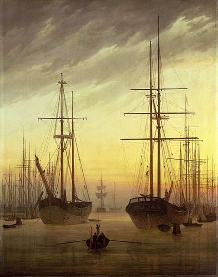Lukisan berjudul &quot;Ansicht eines Hafens&quot; (View of a harbour), 1815-1816.