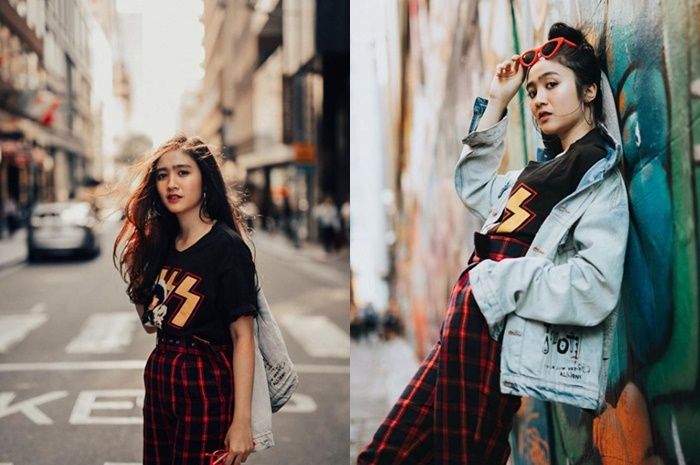 Febby Rastanty tampil kece dengan plaid pants