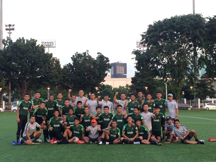 Timnas U-22 Indonesia berlatih di Lapangan ABC, Senayan, Jakarta Pusat, Kamis (14/2/2019)