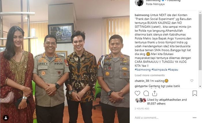 Baim Wong bersama pihak Polda Metro Jaya.