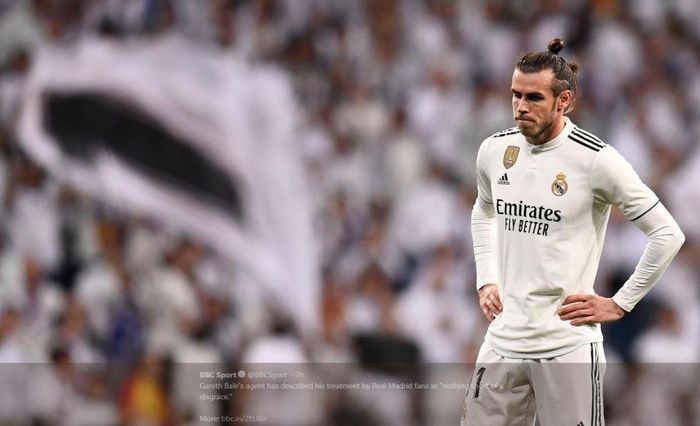 Ekspresi lesu winger Real Madrid, Gareth Bale.