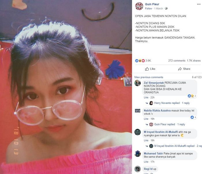 Gadis yang viral setelah tawarkan jadi temna nonton film Dilan 1991