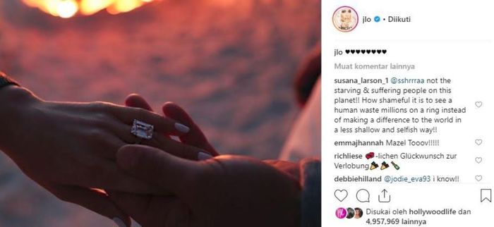 Postingan J-lo di Instagram.