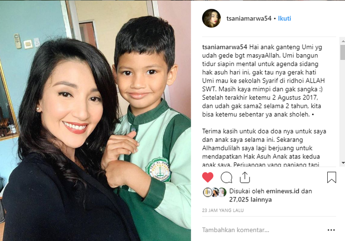 Tsania Marwa bahagia karena bisa bertemu dengan anaknya