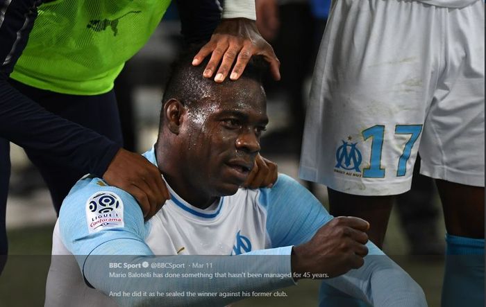 Penyerang Olympique Marseille, Mario Balotelli.