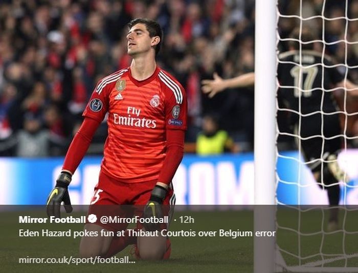 Kiper Belgia sekaligus Real Madrid, Thibaut Courtois.