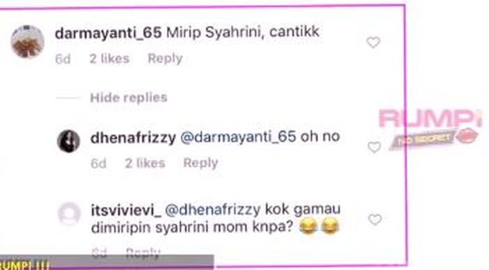 Komentar netizen yang mengatakan bahwa Dhena Devanka mirip Syahrini