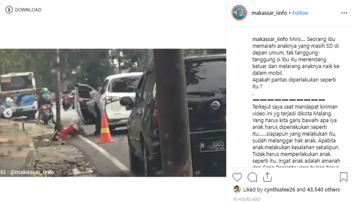 Seorang bocah SD diusir bahkan ditendang keluar dari dalam mobil oleh seorang wanita yang diduga ibunya