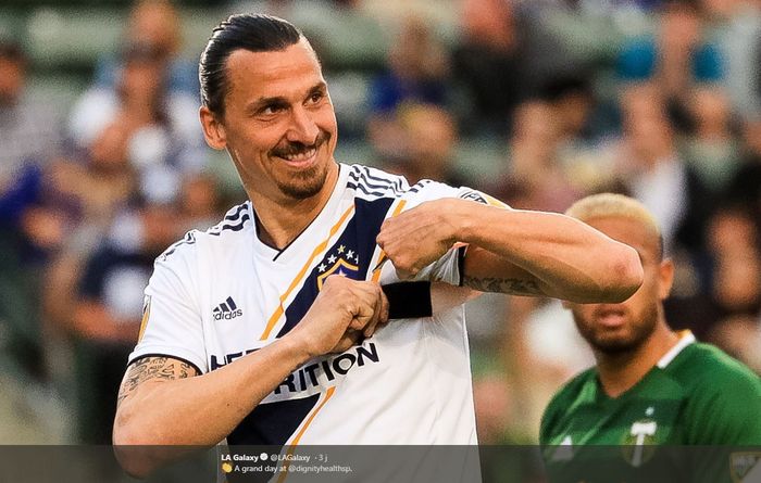 Ekspresi penyerang LA Galaxy, Zlatan Ibrahimovic.