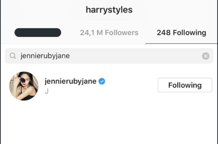 Harry Styles follow Jennie