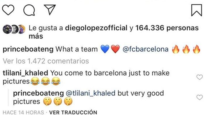 Balasan dari Kevin-Prince Boateng kepada netizen di Instagram