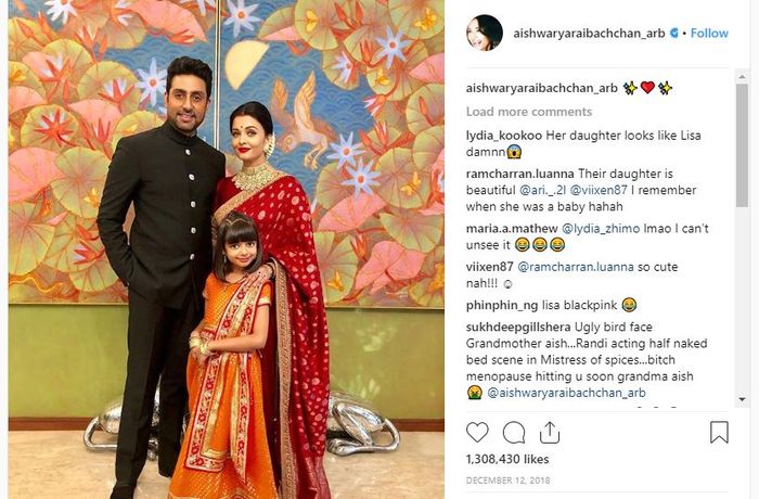 Aradhya Bachchan dan kedua orangtuanya.