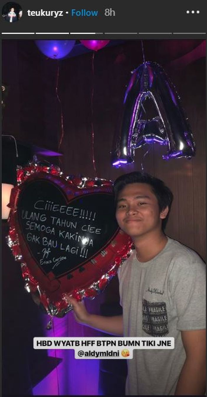 Postingan Kiki CJR untuk ulang tahun Aldy CJR.