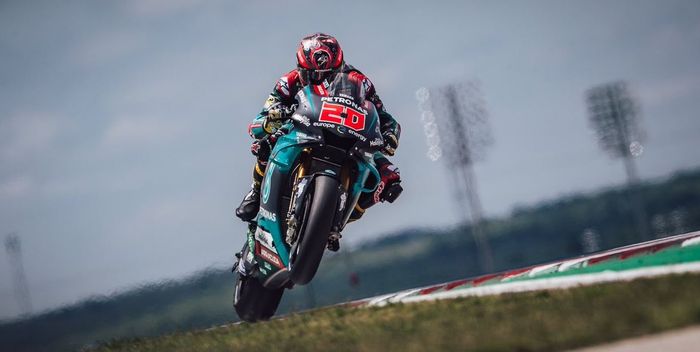 Aksi pembalap Petronas Yamaha SRT, Fabio Quartararo pada MotoGP Americas 2019, Senin (15/4/2019) WIB.