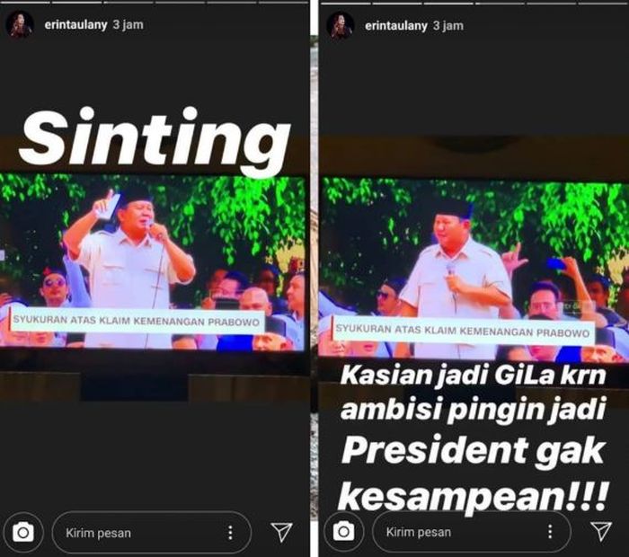 Instagram Story Erin Taulany.