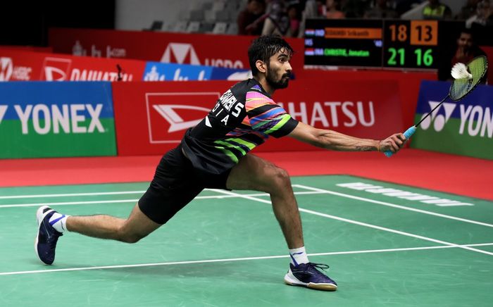 Aksi pebulu tangkis tunggal putra asal India, Kidambi Srikanth