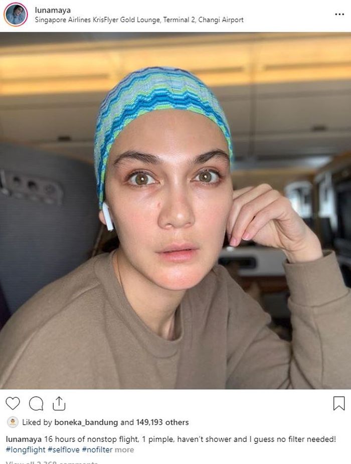 Postingan terbaru Luna Maya tanpa make up.