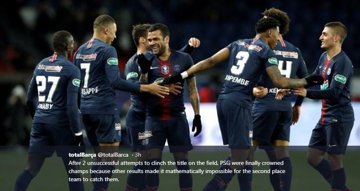 PSG dipastikan menjuarai Liga Prancis musim 2018-2019.