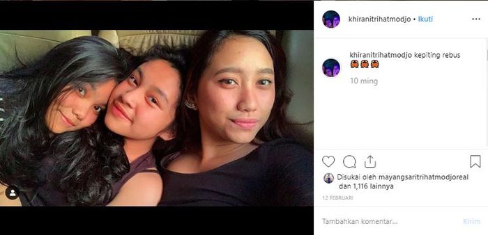 Potret anak Mayangsari, Khirani Trihatmodjo yang mengundang komentar publik.