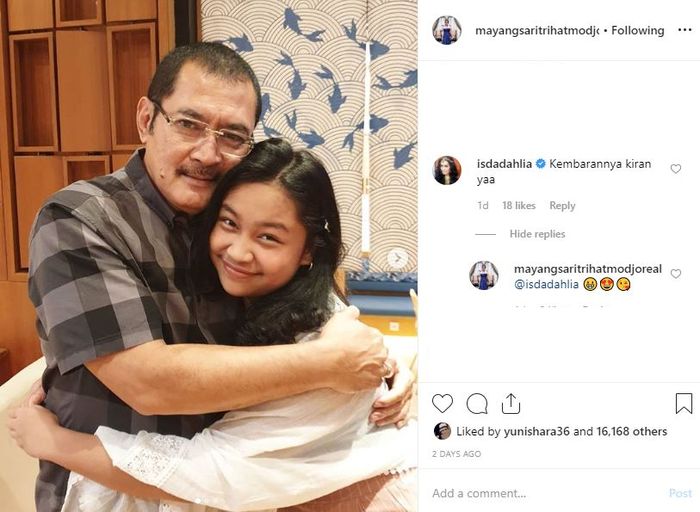 Mayangsari unggah momen sang suami, Bambang Trihatmodjo memeluk sayang sang putri, Khirani Trihatmodjo.