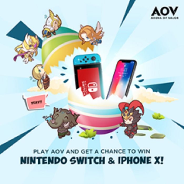 Lucky spin pada AOV berhadiah Nintendo Switch dan iPhone X.