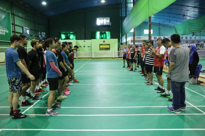 Tim Piala Sudirman Indonesia menjalani sesi latihan teknik pertama usai tiba di Nanning, China, Kamis (16/5/2019)