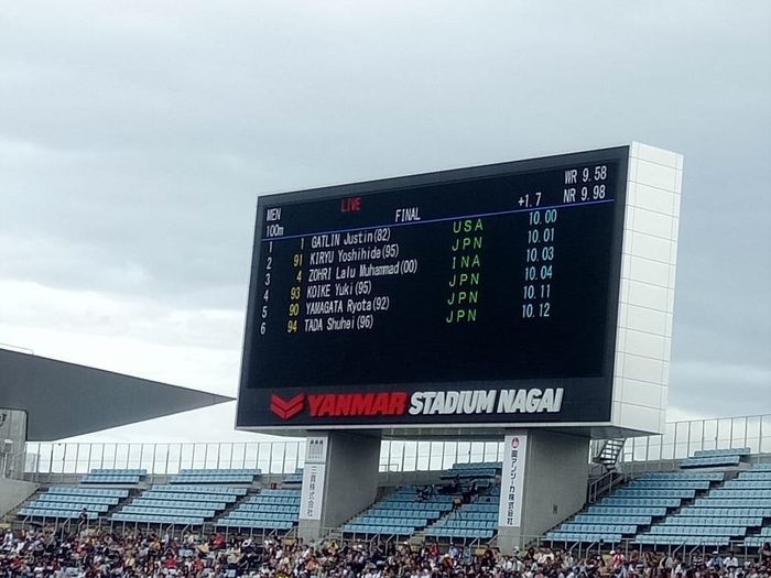 Hasil Lalu Muhammmad Zohri dalam lomba lari 100 meter GP Seiko di Yanmar Stadium Nagai Osaka, Jepang.