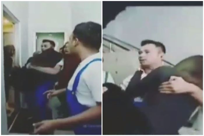 Raffi Ahmad menggendong Luna Maya menuju klinik