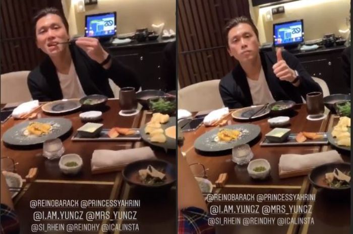 Reino Barack saat makan bersama keluarga Syahrini