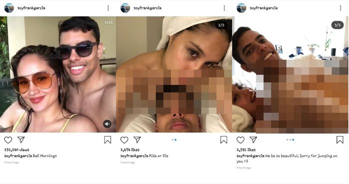 Tangkapan layar unggahan akun soyfrankgracia, yang memperlihatkan foto vulgar Cinta Laura.