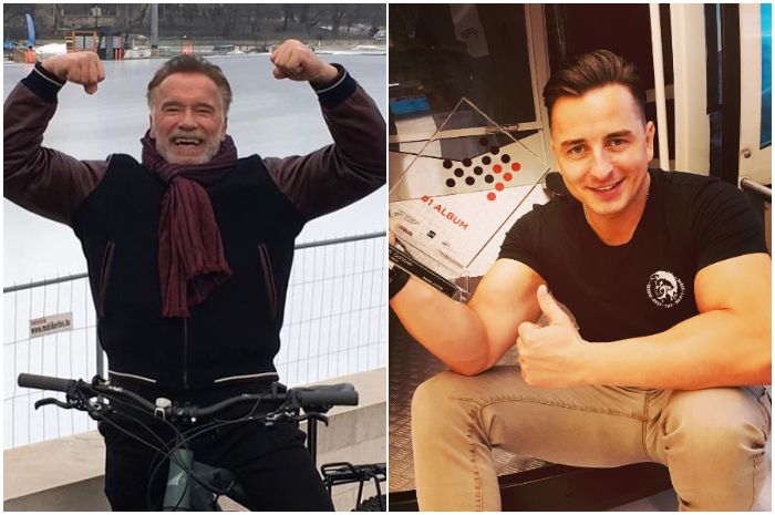 Arnold Schwarzenegger (kiri) - Andreas Gabalier (kanan)  