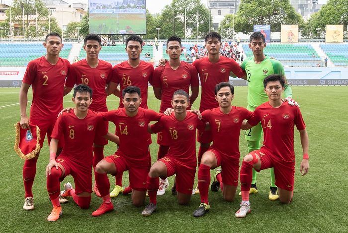 Timnas U-23 Indonesia saat bersua Thailand di laga perdana Piala Merlion di Stadion Jalan Besar, Singapura, Jumat (7/6/2019)