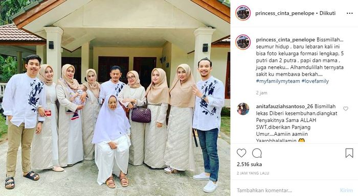 Formasi Keluarga Lengkap Saat Lebaran, Cinta Penelope: Sakitku Membawa Berkah | Instagram @princess_cinta_penelope
