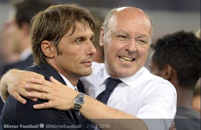 Pelatih Inter Milan, Antonio Conte, dan CEO Giuseppe Marotta.