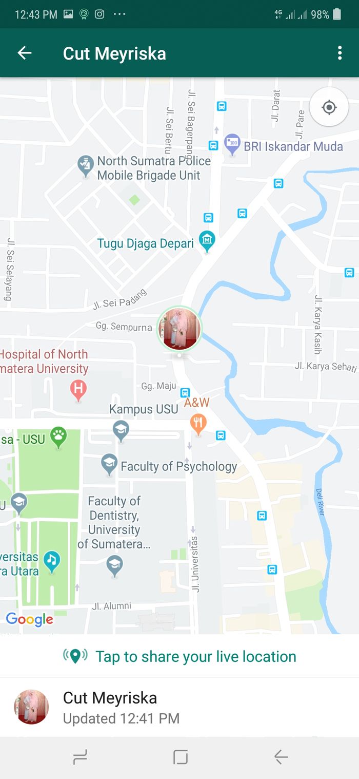 Lokasi terkini Cut Meyriska saat mengonfirmasikan bahwa dirinya tengah berada di Medan, Sumatera Utara.