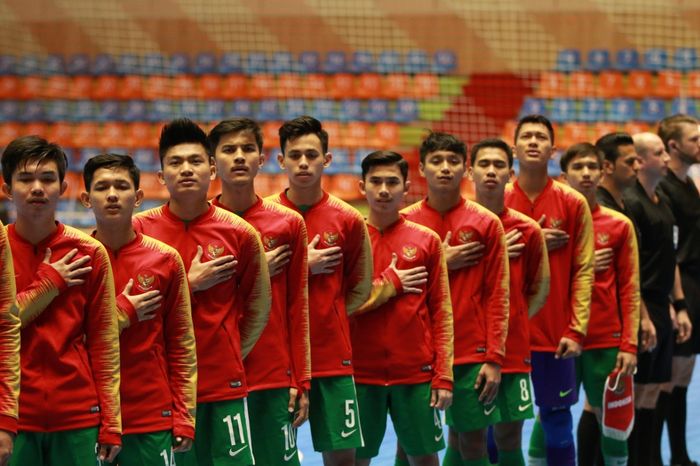 Timnas futsal U-20 Indonesia saat berhadapan dengan Taiwan pada laga pertama Grup D Piala Asia Futsal U-20 di Iran, Sabtu (15/6/2019).