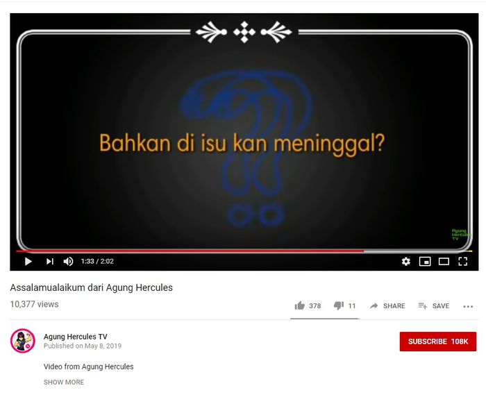 Sempat Diisukan Meninggal, Agung Hercules Terbata-bata Saat Minta Maaf dan Mohon Doa