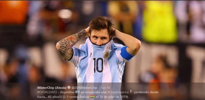 Ekspresi kapten timnas Argentina, Lionel Messi.