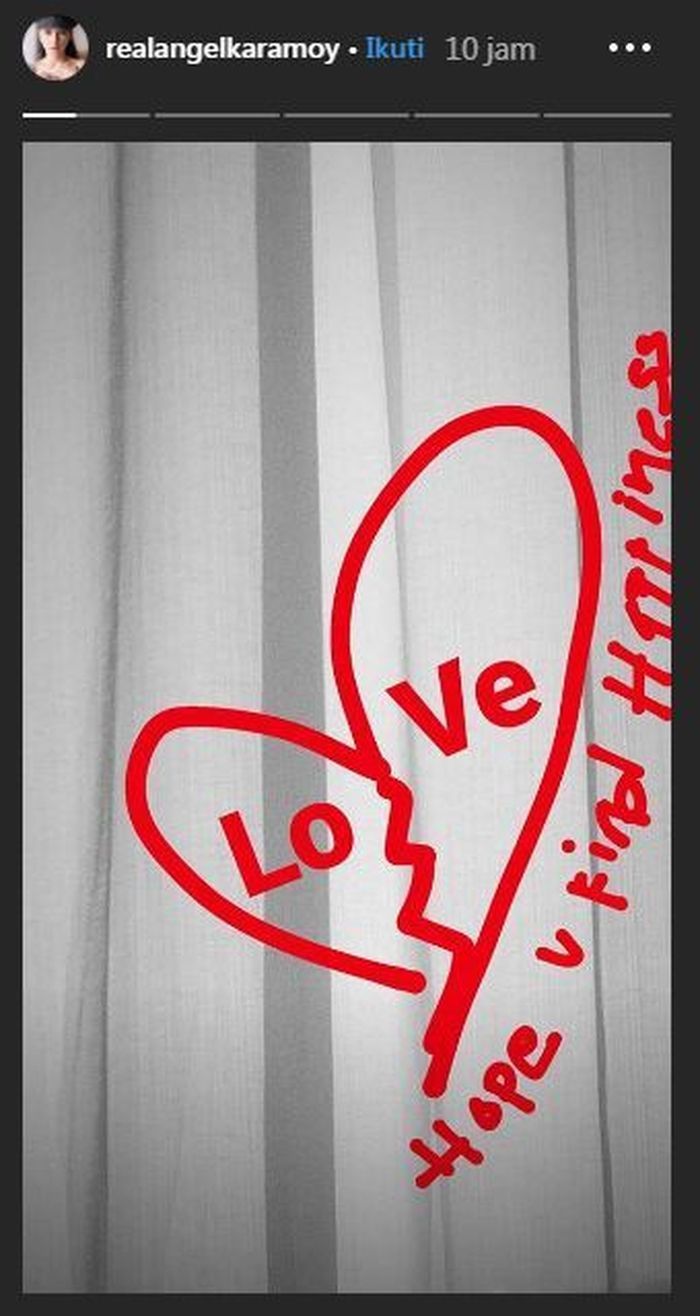 instastory Angel Karamoy yang diduga mengisyaratkan keretakan hubungannya dengan Jose Poernomo.