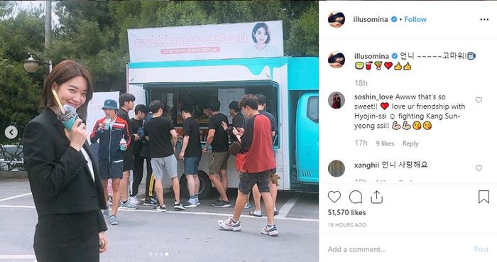 Gong Hyo Jin mengirimkan truk minuman untuk mendukung drama baru Shin Min Ah 