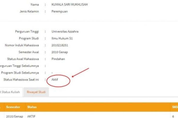 Status mahasiswa Barbie Kumalasari