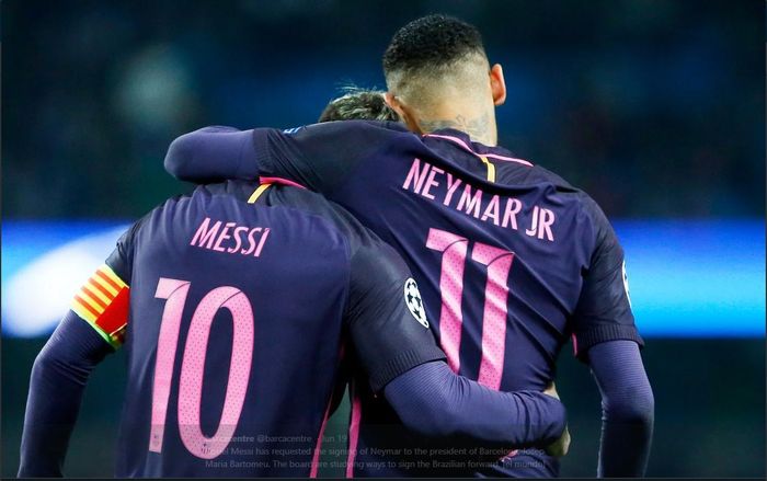 Neymar dan Lionel Messi saat sama-sama membela Barcelona.